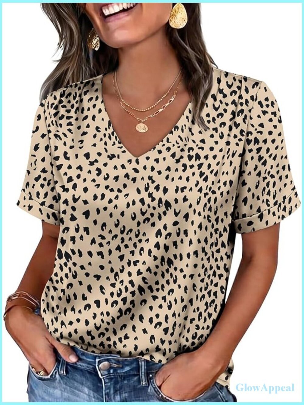 Women's V-Neck Short Sleeve Blouse - Pleated Front, Lightweight Work Top